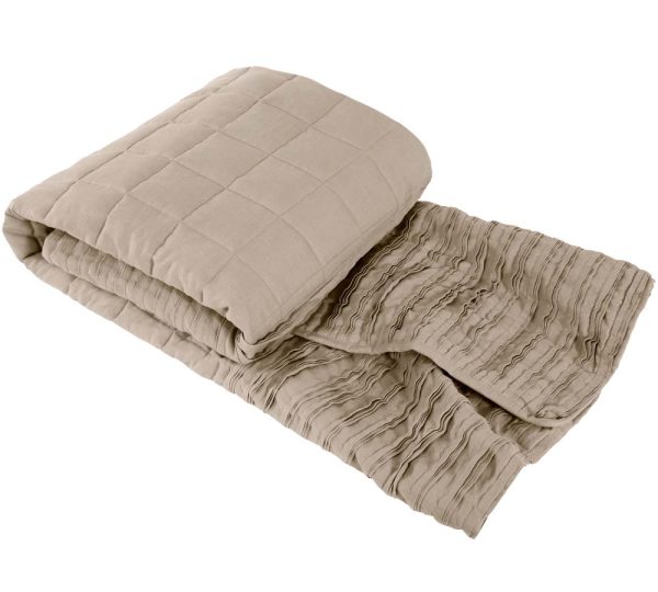 Linen Quilted Ruffled Throw